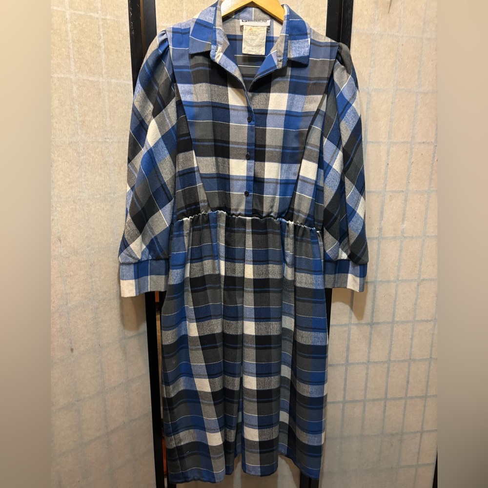 GALLIANO Vintage Flannel Vibes Long Midi Plaid Shirt Dress